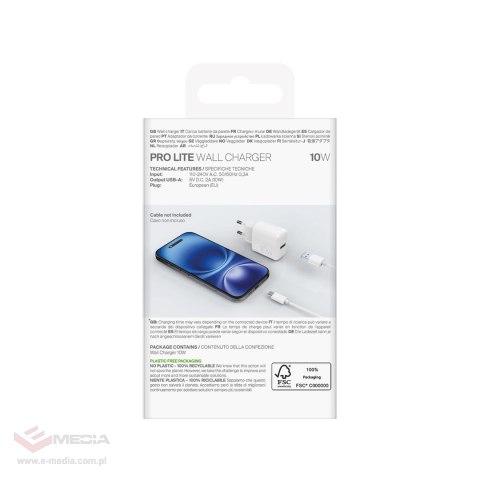 Ładowarka sieciowa Puro PROLITE 10W USB-A - biała