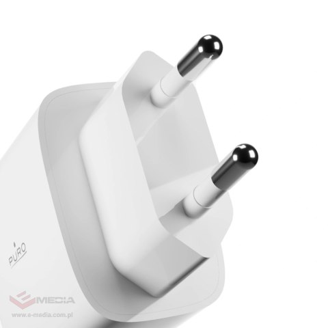 Ładowarka sieciowa Puro PROLITE 25W USB-A / USB-C + kabel USB-C - USB-C 1.2m - biała