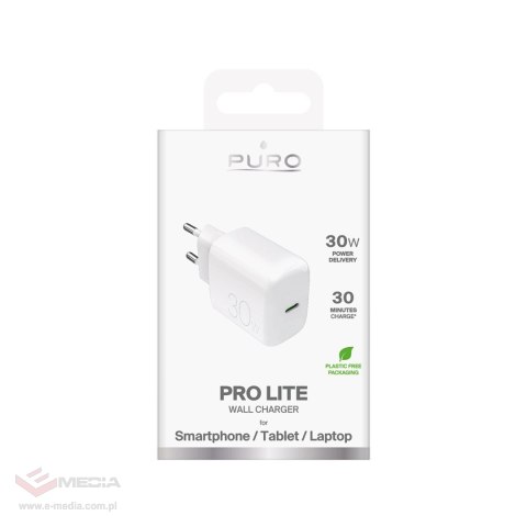 Ładowarka sieciowa Puro PROLITE 30W USB-C - biała
