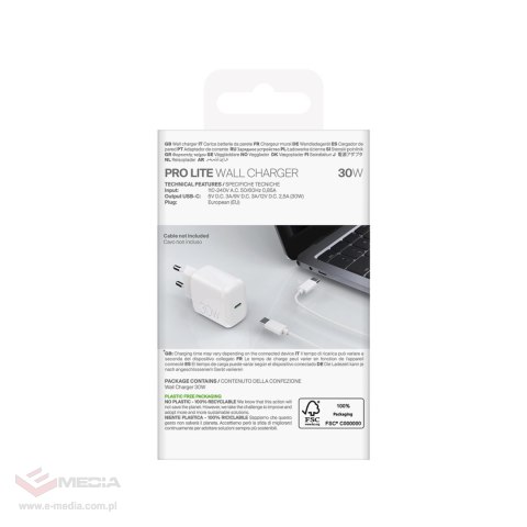 Ładowarka sieciowa Puro PROLITE 30W USB-C - biała