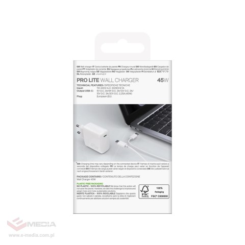 Ładowarka sieciowa Puro PROLITE 45W USB-C - biała