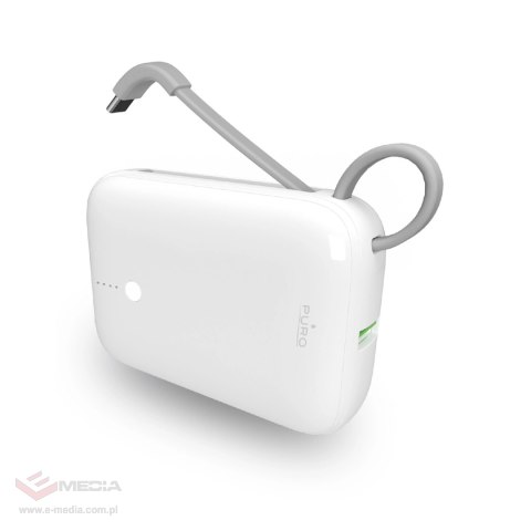 Powerbank Puro Power Link 10 Plus 10000 mAh z wbudowanym kablem USB-C - biały