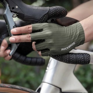 Rękawiczki rowerowe Rockbros oddychające, krótkie palce, rozmiar: XL - zielone
