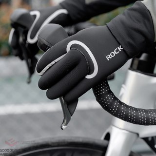 Rękawiczki rowerowe Rockbros pełne, wodoodporne, rozmiar: S/M - czarne