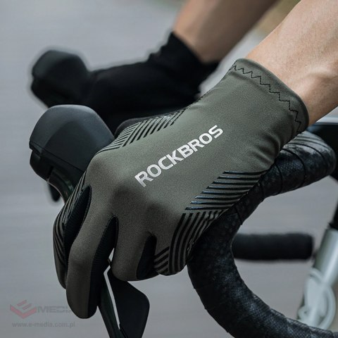 Rękawiczki rowerowe Rockbros wiosna/lato/jesień, pełne, rozmiar: L - zielone