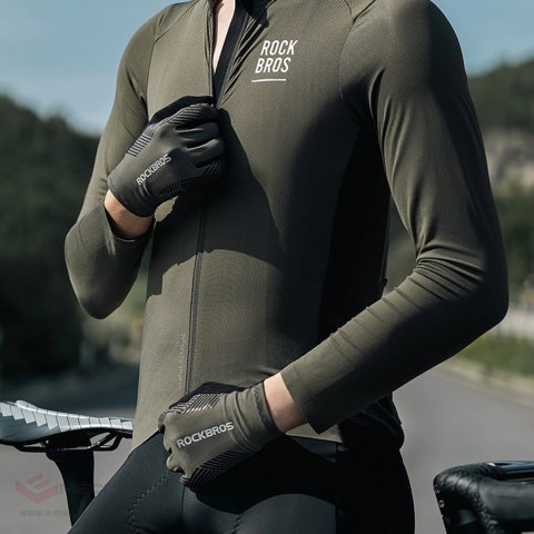 Rękawiczki rowerowe Rockbros wiosna/lato/jesień, pełne, rozmiar: M - zielone