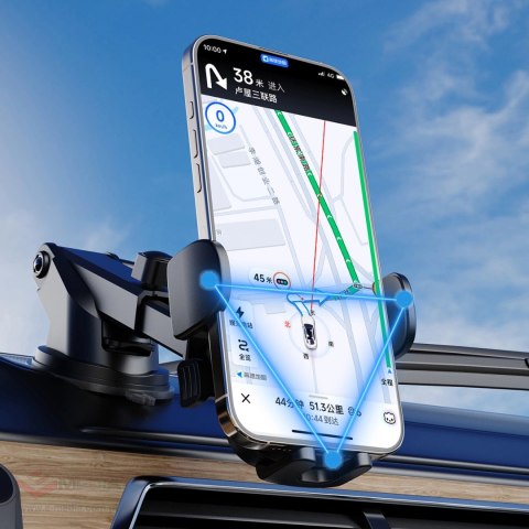 Uchwyt na smartfona Dudao F2N+ z przyssawką grawitacyjny 360° - czarny