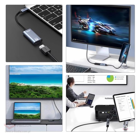 Adapter Wozinsky WACH-01 USB-C - HDMI 4K 60Hz - czarny