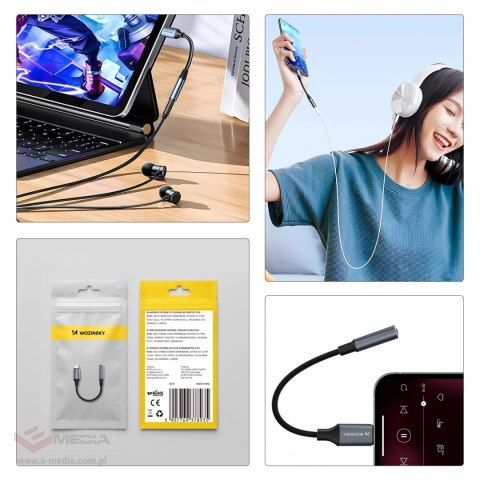 Adapter Wozinsky WALJ-01 Lightning - mini jack 3,5mm - czarny