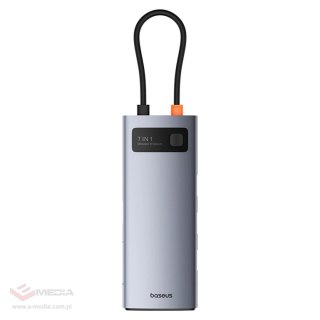 Hub USB-C Baseus Metal Gleam 7w1 HDMI 4K 60Hz / 3x USB 3.0 / USB-C PD / SD / microSD - szary
