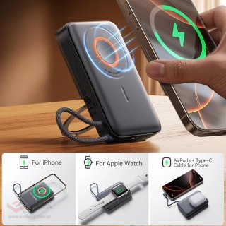 Powerbank Joyroom JR-PBM02 22,5W 10000mAh 3w1 indukcyjny magnetyczny kompatybilny z MagSafe z wbudowanym kablem - czarny