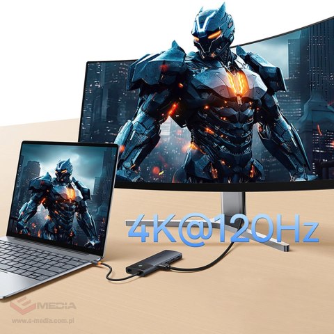 Hub USB-C Baseus Metal Gleam II 10w1 HDMI USB-A USB-C RJ45 SD/TF - szary