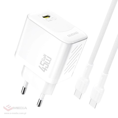 Ładowarka sieciowa Dudao A28C 45W GaN + kabel USB-C - biała