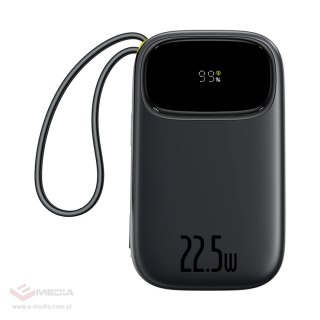 Powerbank Baseus EnerFill FC31 QPow3 20000mAh 22.5W z wyświetlaczem cyfrowym i 2 wbudowanymi kablami (USB-C + Lightning) - czarn