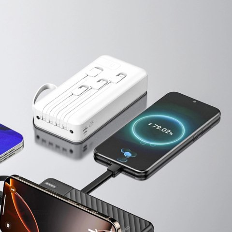 Powerbank Dudao K11 Pro 20000mAh z wbudowanymi kablami - biały