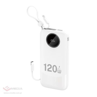 Powerbank Dudao K13 10000mAh z wbudowanym kablem - biały