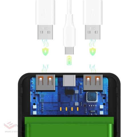 Powerbank Wozinsky Wpower WPBBK-2 10000 mAh 10 W 2x USB 2 A - czarny