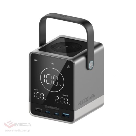Powerbank Cuktech 300W 40000mAh z ładowaniem bezprzewodowym 2x USB-C + 2x USB-A - czarny