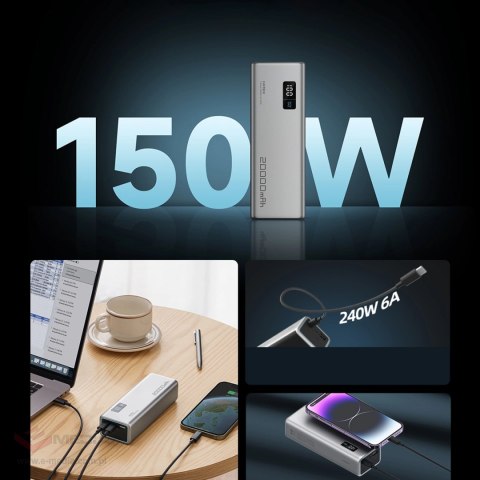 Powerbank Cuktech P+Series No.15 150W 20000mAh - szary
