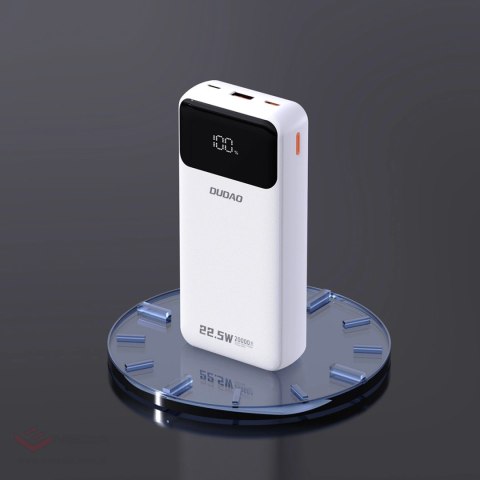 Powerbank Dudao K15Pro 20000mAh 22.5W PD USB-C / USB-A / wbudowane kable Lightning i USB-C - biały