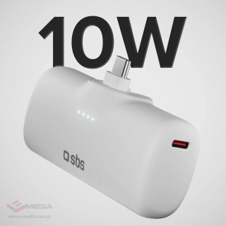 Powerbank SBS EcoPower 5000 mAh 10W z wbudowanym portem USB-C - biały