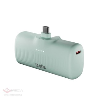 Powerbank SBS EcoPower 5000 mAh 10W z wbudowanym portem USB-C - zielony