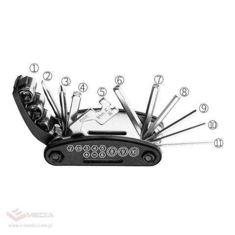 Zestaw narzędzi Wozinsky WMZ-01N multitool rowerowy 16w1 pompka klucze zestaw do dętek - czarny