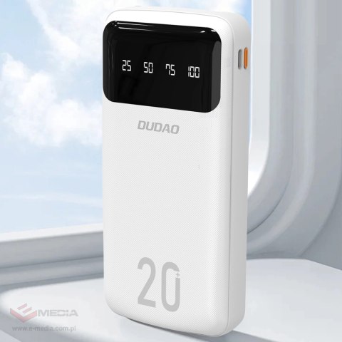 Dudao pojemny powerbank z 4 wbudowanymi kablami 20000mAh USB Typ C + micro USB + Lightning + USB-A (wejście) - biały (Dudao K6Pr