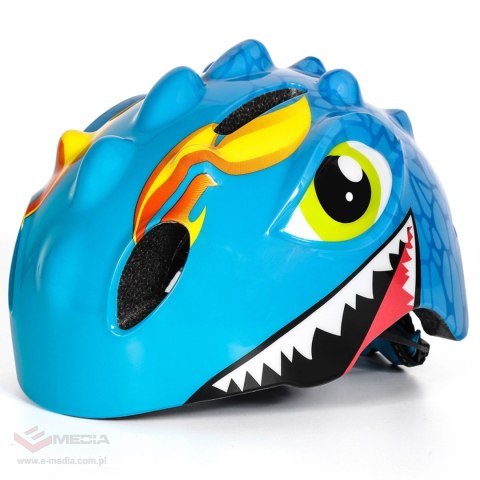 Kask rowerowy dziecięcy Wozinsky motyw smok lekki 50-54 cm - niebieski
