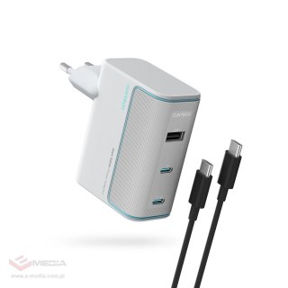 Ładowarka sieciowa Cuktech AD1003EU 100W GaN 2x USB-C + USB-A z kablem - biała