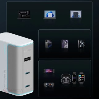Ładowarka sieciowa Cuktech AD1003EU 100W GaN 2x USB-C + USB-A z kablem - biała