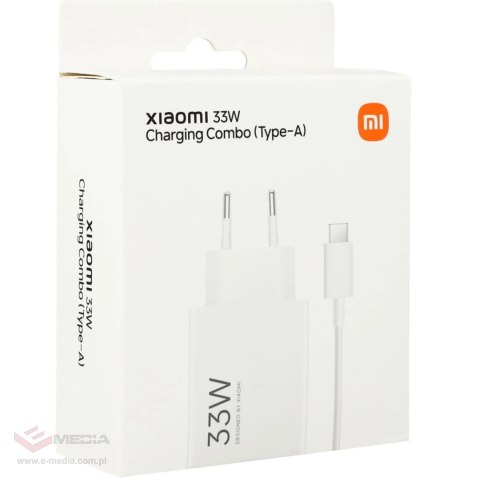 Ładowarka sieciowa Xiaomi MDY-16-EF 1xUSB-A 33W z kablem USB-C 3A - biała