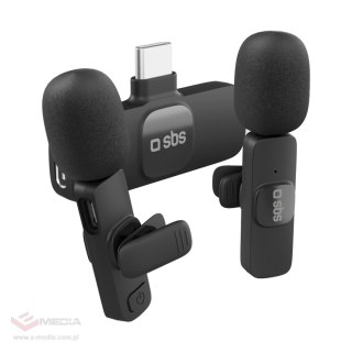 Mikrofony krawatowe SBS z odbiornikiem USB-C 2szt. - czarne