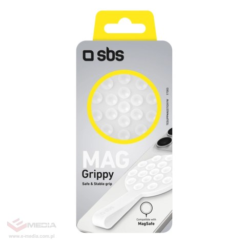Uchwyt SBS MAG Grippy kompatybilny z MagSafe z przyssawką i uszkiem - biały