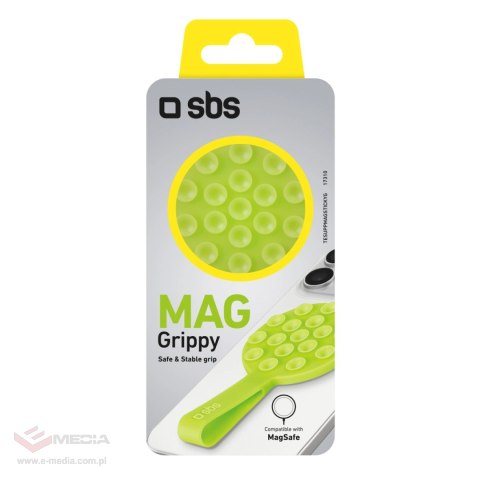 Uchwyt SBS MAG Grippy kompatybilny z MagSafe z przyssawką i uszkiem - zielony