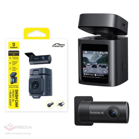 Kamera samochodowa Baseus PrimeTrip VD1 wideorejestrator 2K+1080p - czarna