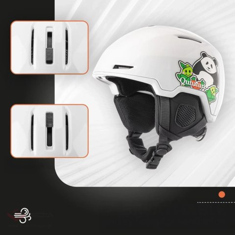 Kask narciarski Qunature 10130003005 z nausznikami snowboard Panda dla dzieci 54-58 cm - biały
