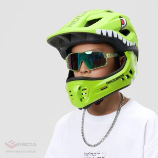 Kask rowerowy Rockbros TT-32003 Shark dziecięcy z odpinaną szczęką rozmiar S (48-52) - zielony