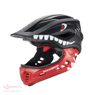 Kask rowerowy Rockbros TT-32005 Shark dziecięcy z odpinaną szczęką rozmiar M (54-58) - czarny