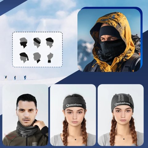 Komin narciarski Qunature 11230014002 bandana sportowa rozmiar uniwersalny - czarny