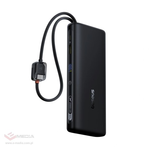 Powerbank Baseus EnerFill FC41 20000mAh 100W z wyświetlaczem cyfrowym i wbudowanym podwójnym kablem USB-C - czarny
