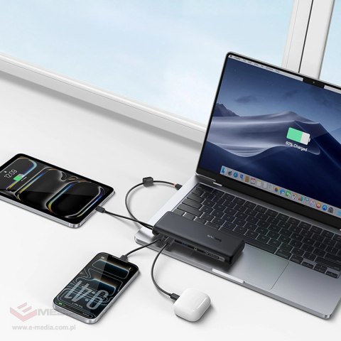 Powerbank Baseus EnerFill FC41 20000mAh 100W z wyświetlaczem cyfrowym i wbudowanym podwójnym kablem USB-C - czarny