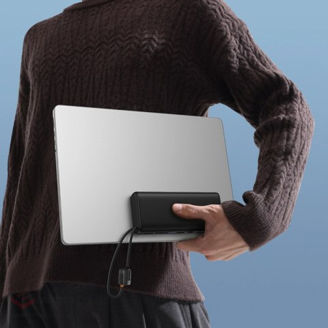 Powerbank Baseus EnerFill FC41 20000mAh 100W z wyświetlaczem cyfrowym i wbudowanym podwójnym kablem USB-C - czarny
