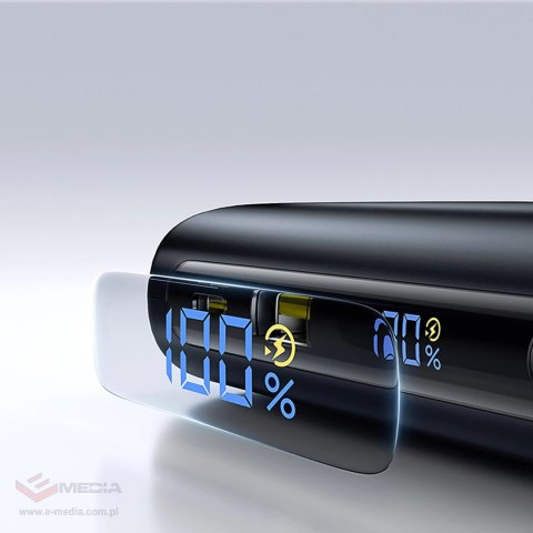 Powerbank Baseus EnerFill FC41 25000mAh 145W z wyświetlaczem cyfrowym i wbudowanym podwójnym kablem USB-C - czarny