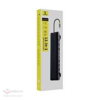 Stacja dokująca Baseus EliteJoy EH3 hub 12w1 USB-C - 2xHDMI 4K@60Hz DisplayPort 4K@60Hz 2xUSB-C 10Gb/s 2xUSB-A 5Gb/s USB-A 480Mb
