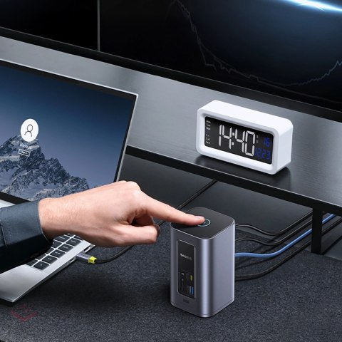 Stacja dokująca Baseus NU1 Air Spacemate hub 12w1 USB-C - 2xHDMI 4K@60Hz 2xUSB-C 10Gb/s 2xUSB-A 5Gb/s 2xUSB-A (480Mb/s) RJ45 SD/