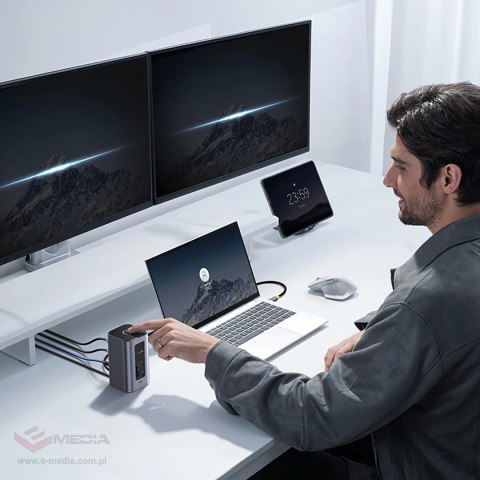 Stacja dokująca Baseus NU1 Air Spacemate hub 12w1 USB-C - 2xHDMI 4K@60Hz 2xUSB-C 10Gb/s 2xUSB-A 5Gb/s 2xUSB-A (480Mb/s) RJ45 SD/