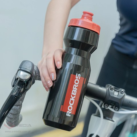 Bidon rowerowy Rockbros 750 ml - przezroczysto-czarny z czerwonym ustnikiem
