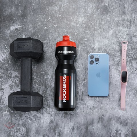 Bidon rowerowy Rockbros 750 ml - przezroczysto-czarny z czerwonym ustnikiem