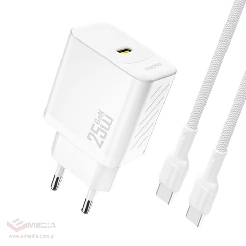 Ładowarka sieciowa Dudao A27CEU PD 25W GaN USB-C z kablem USB-C - biała